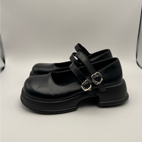 Black Platform Mary Jane Shoes Double Strap Chunky Gothic Size US 6 (230) - Picture 3 of 5